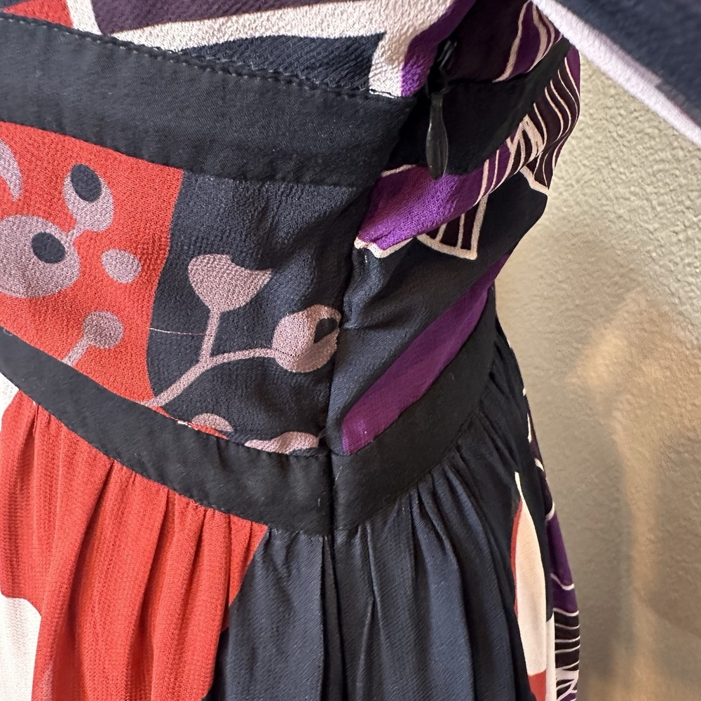 Anthropologie LET ME BE Floral Midi Dress M Flowy‎ Black Purple Party Wedding - Picture 7 of 15